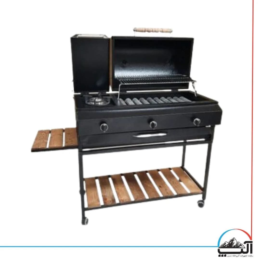 باربیکیو ذغالی و گازی بغل شعله دار 100 سانت