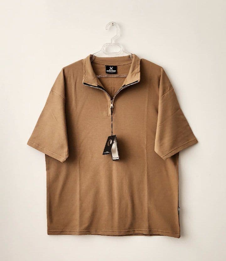 تیشرت نیم زیپ کرم کد 1894