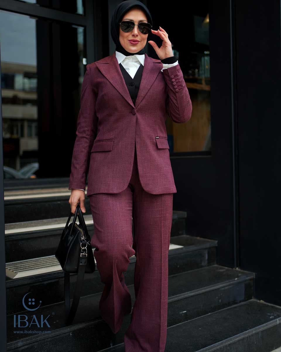 کت و شلوار زنانه جلیقه کاروibk