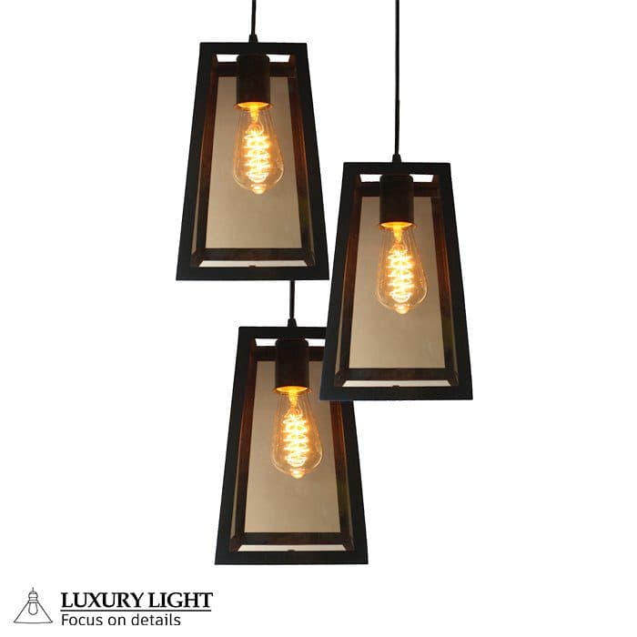 آویز سه شاخه گرد مکعب مستطیل شیشه خور