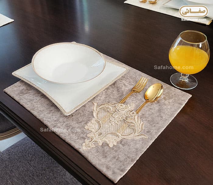 زیر بشقابی مخمل دانتل برجسته طرح دایان طوسی