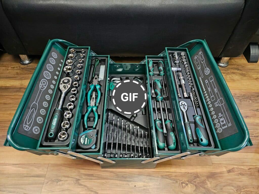 مجموعه جعبه بکس و ابزار ۸۵ عددی سبز باس مدل Box-85