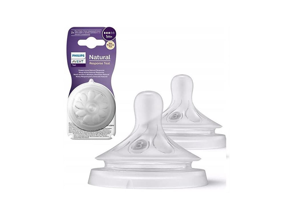سر شیشه شیر نوزادی دو عددی بالای 1 ماه جریان 3 قطره مدل natural response اونت Avent (سری جدید)