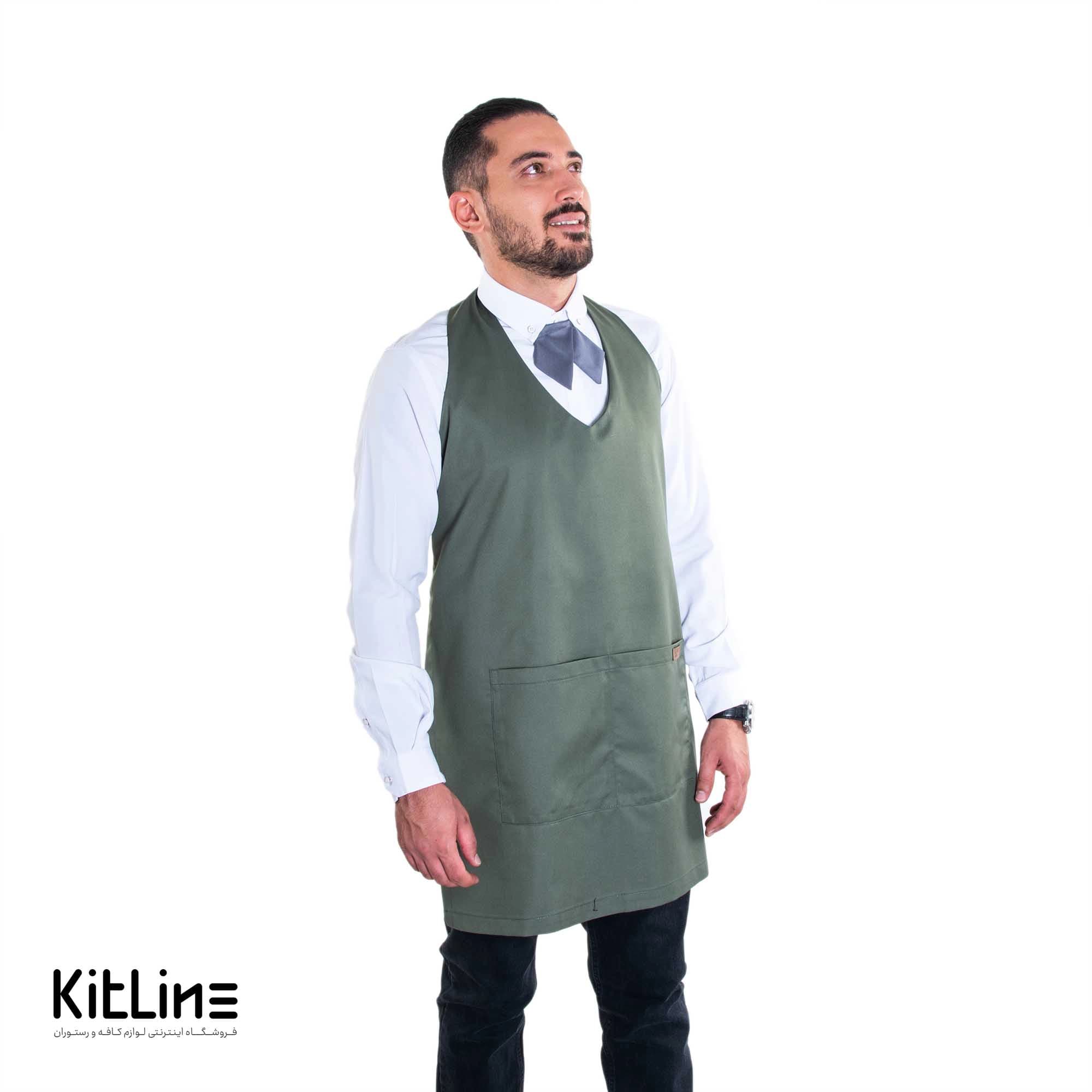 پیشبند کجراه فلامنت یقه هفت زیتونی سارا فرم