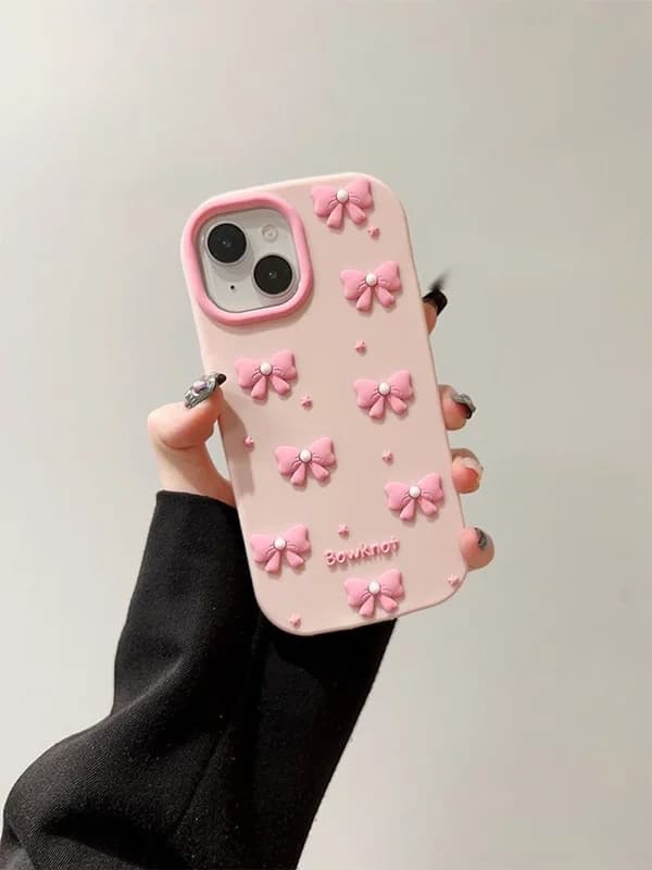 قاب گوشی آیفون پاپیون صورتی سیلیکونی