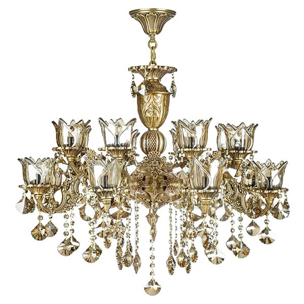 لوستر 16 شعله چشمه نور کد S3515/8+8-AO زیتونی