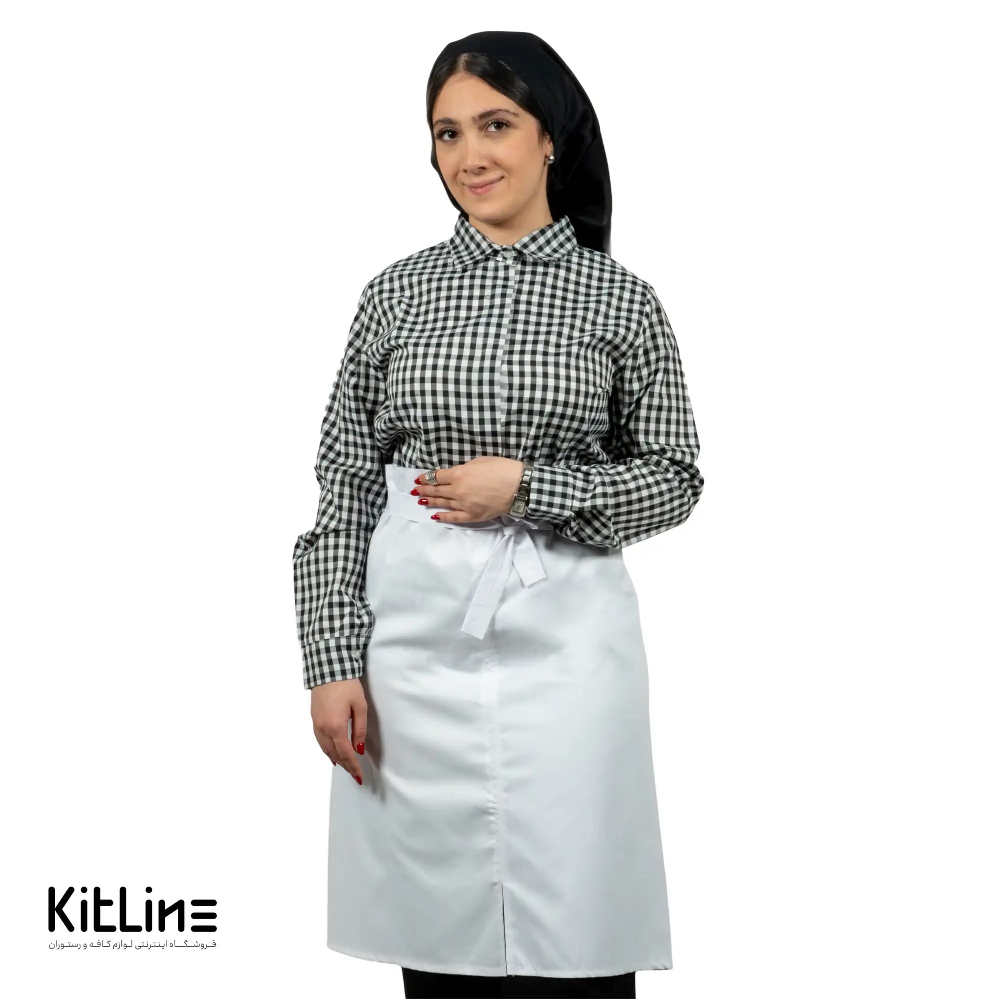 نیم پیشبند ترگال کجراه سرآشپز سفید پوشاکو