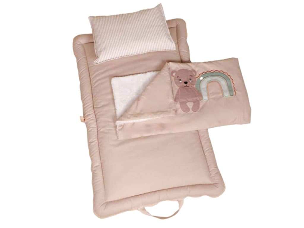 سرویس خواب دم دستی مسافرتی نوزادی مجموعه 3 عددی تشک، لحاف و بالشت با بسته بندی کیفی طرح تدی الا ELA