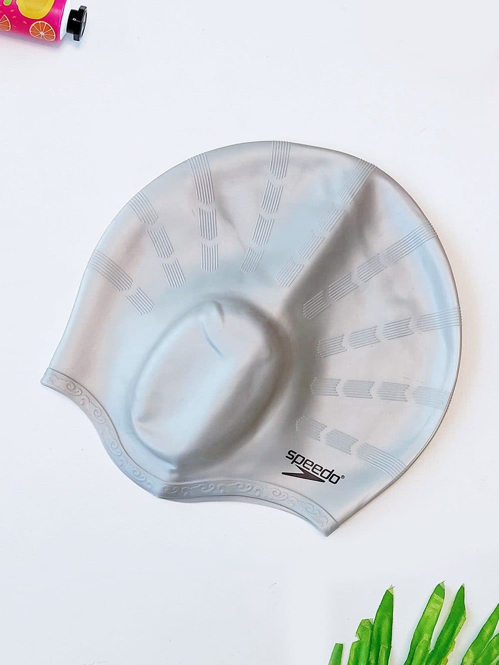 کلاه شنا اسپیدو ( Speedo ) زنانه و مردانه گوشی دار مناسب برای موهای بلند طوسی رنگ