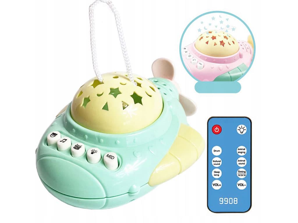 چراغ خواب موزیکال و چراغ دار دارای ریموت کنترل طرح سفینه