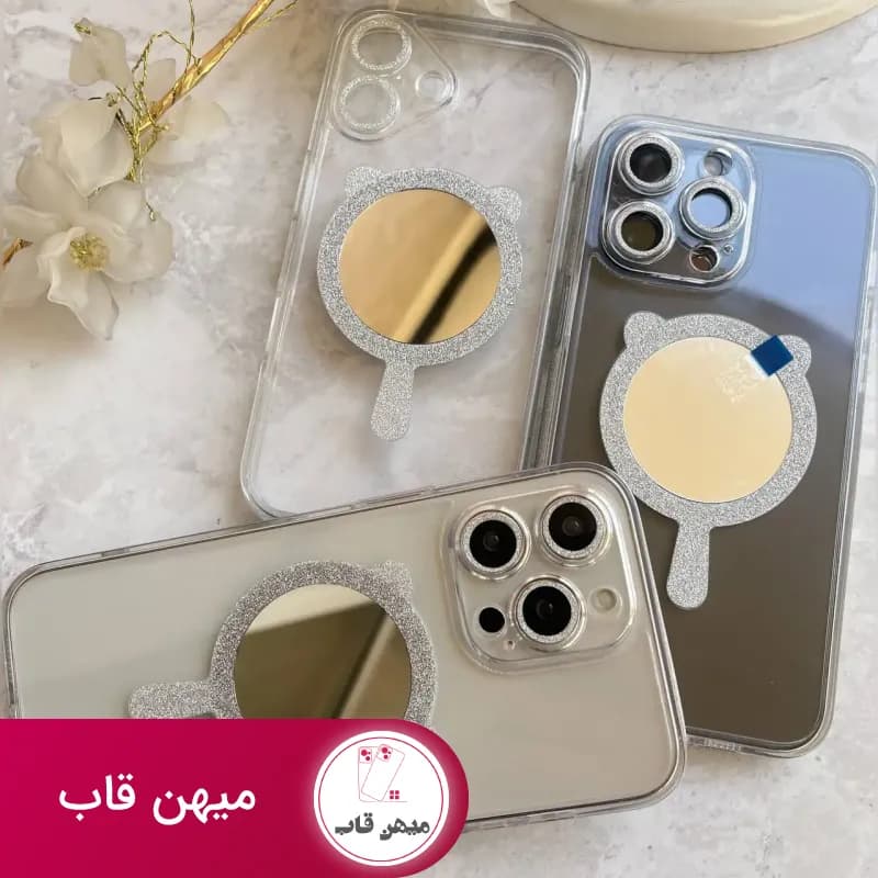 قاب گوشی آیفون شفاف مگ سیف گوش دار آیینه ای - کد (۷۹۲۹۵)