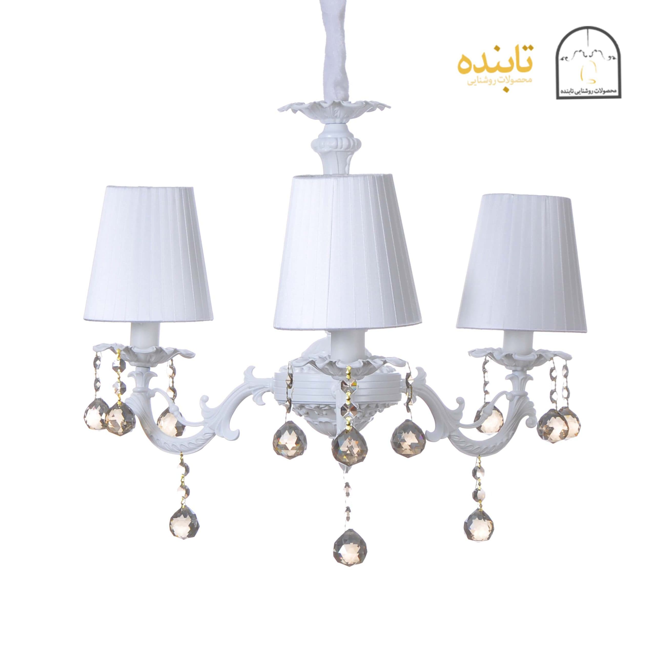 لوستر فلزی پیچک – ۳ شاخه RWS کریستال گوی