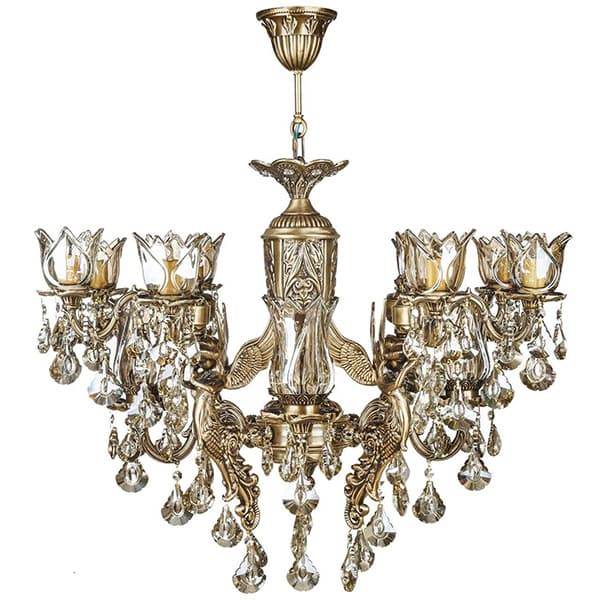 لوستر 12 شعله چشمه نور مدل M3578/4-8-A زیتونی