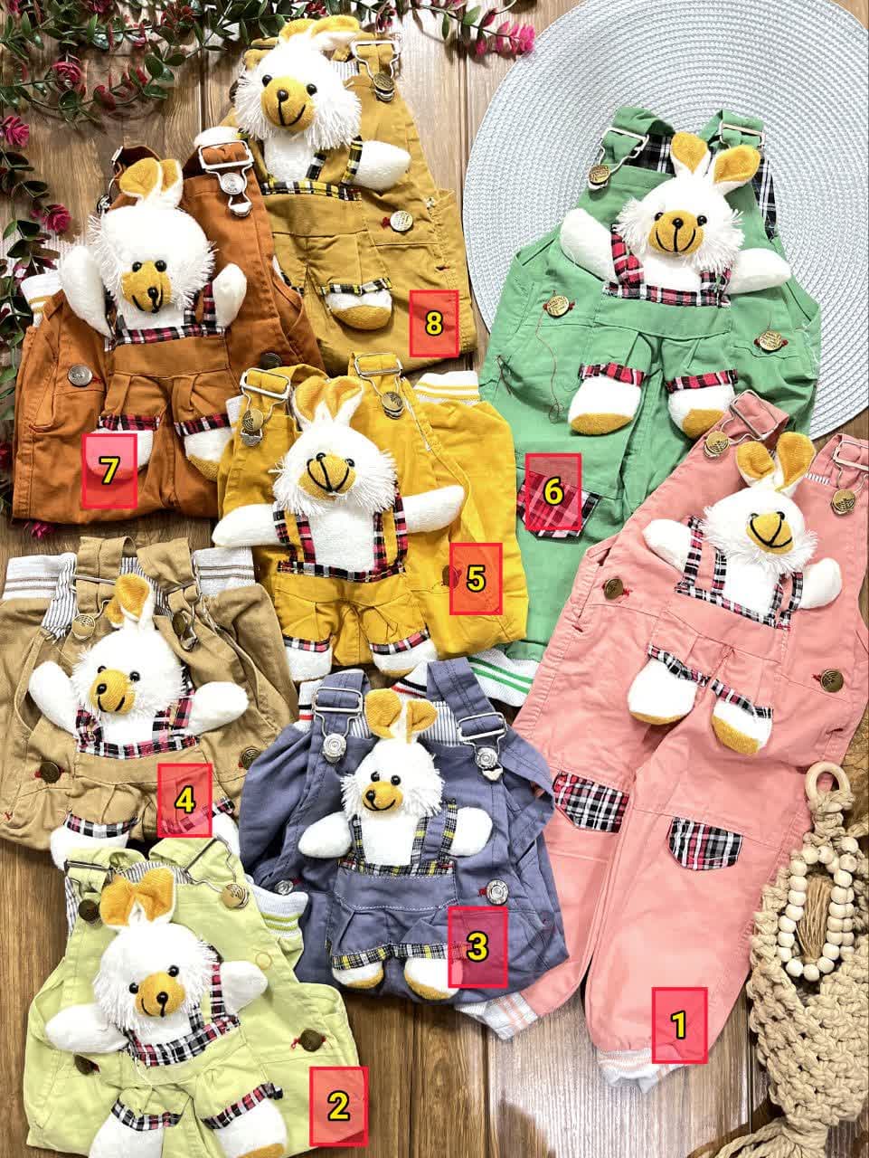 لباس نوزادی و بچه گانه بیلر عروسکی کتان رنگی