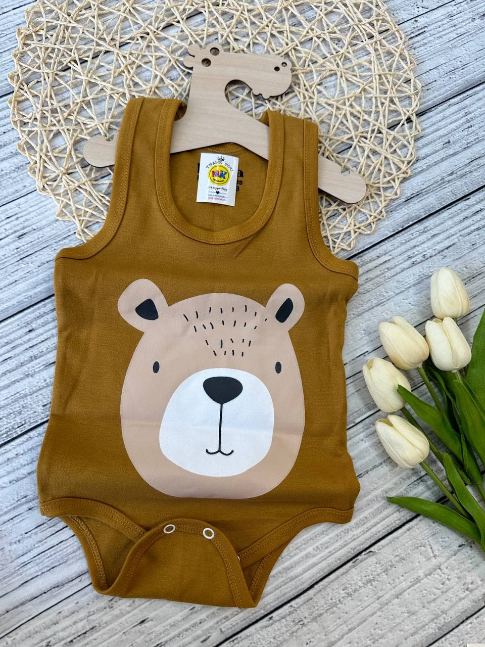 بادی زیردکمه کله خرس فانتزی خردلی نوزادی و کودک کد 118027