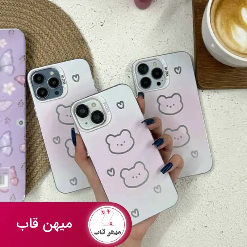 قاب گوشی آیفون خرس صورتی - کد (۳۶۴۰۸)