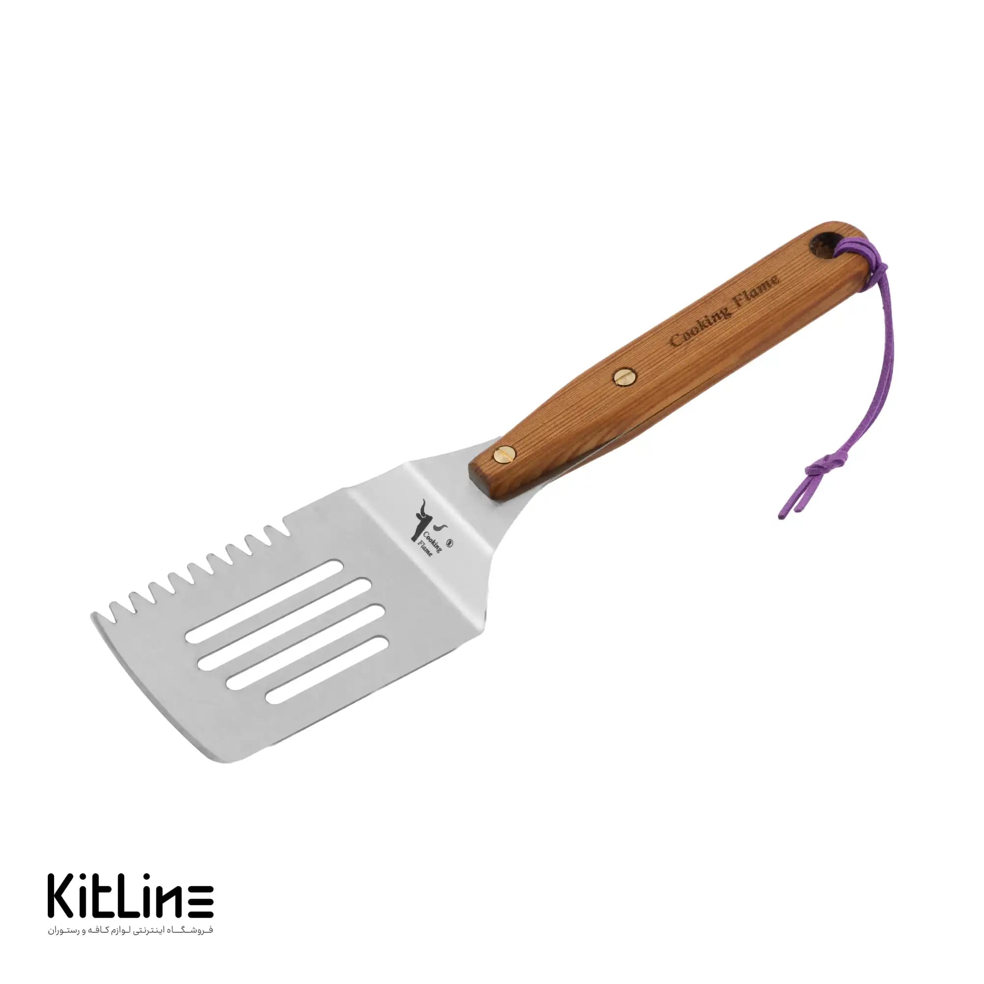 کاردک خم چنگال دار دسته چوبی نمره ۸ کوکینگ فلیم (Cooking Flame)