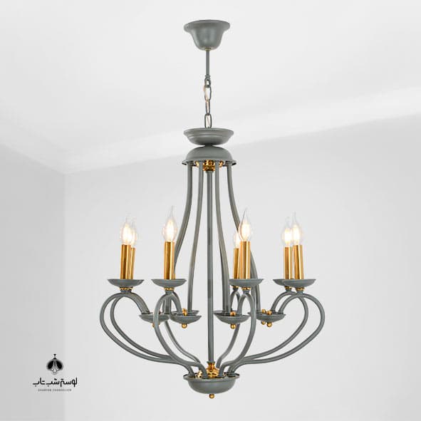 لوستر آویز 8 شعله نورسازان قلبی 845/8 طوسی