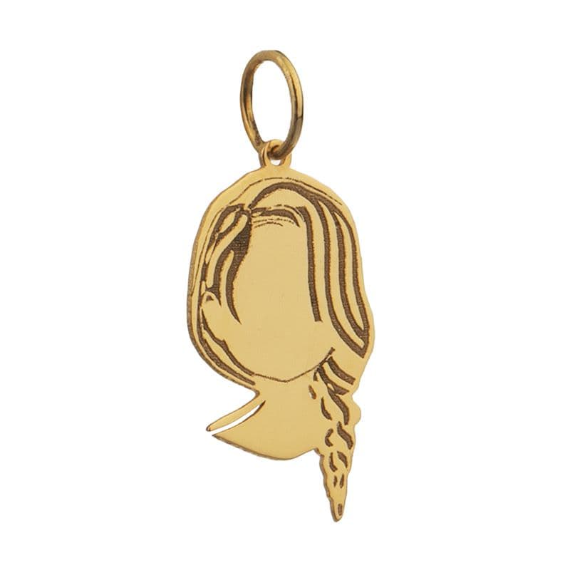 پلاک طلا طرح 18عیار دختر با مو های بسته