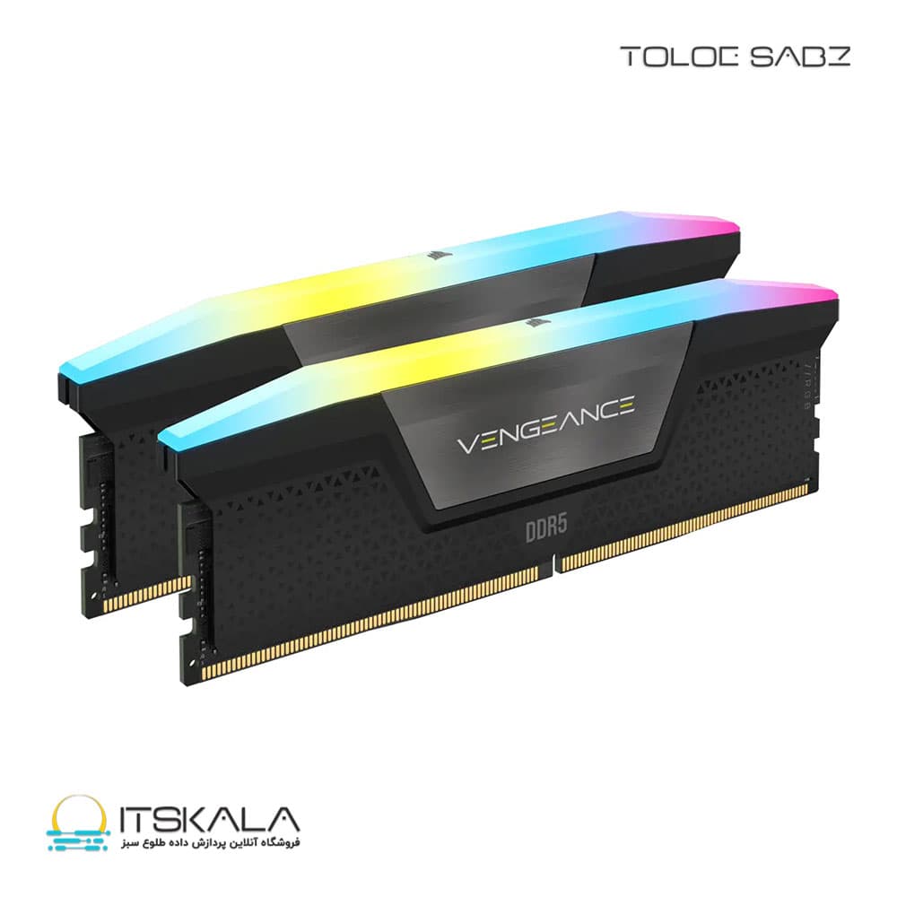 رم کورسیر مدل VENGEANCE RGB 32GBx2 5600MHZ CL40 DDR5 ظرفیت 64 گیگابایت