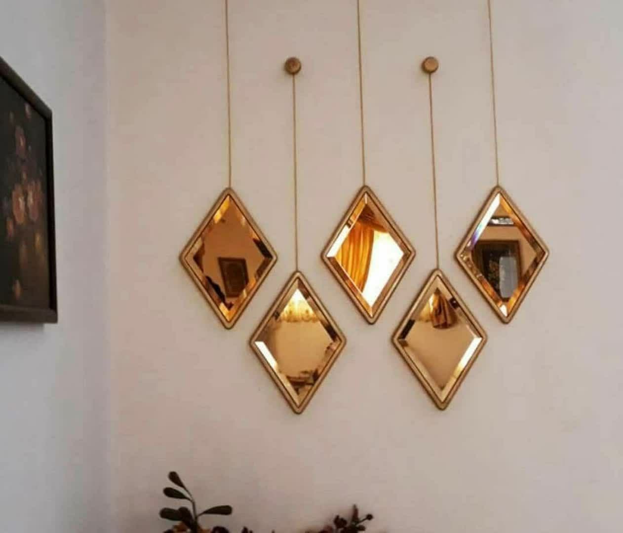 آینه دکوراتیو لوزی 5 تکه . آینه لوزی.آینه دکوراتیو . آینه 5 تکه