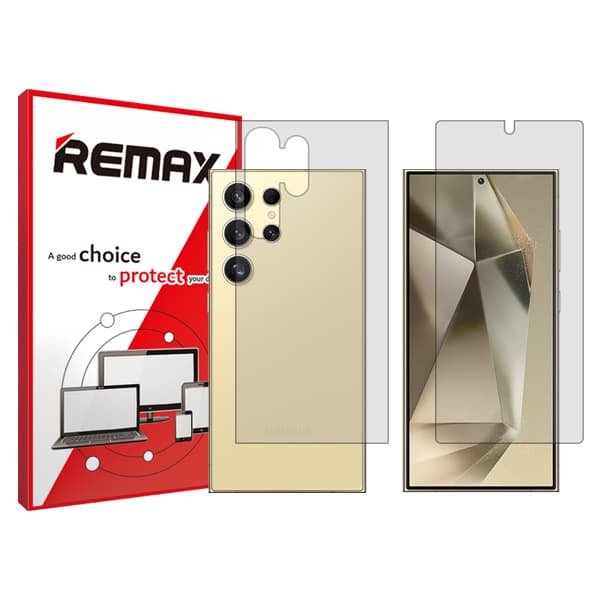 گلس گوشی شفاف سامسونگ Galaxy S24 Ultra ریمکس مدل HyGEL به همراه محافظ پشت گوشی