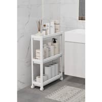 شلف حمام 3 طبقه چرخ دار اوماش Om1862 سفید