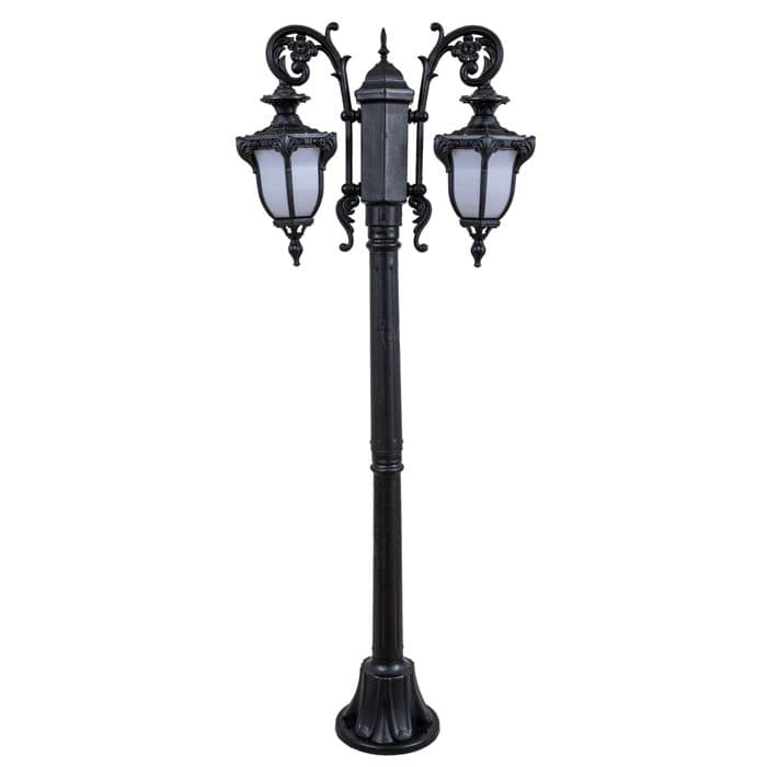 چراغ حیاطی پارکی پلاستیکی دوشاخه صدف( پلی کربنات اصلی 3 سال ضمانت )