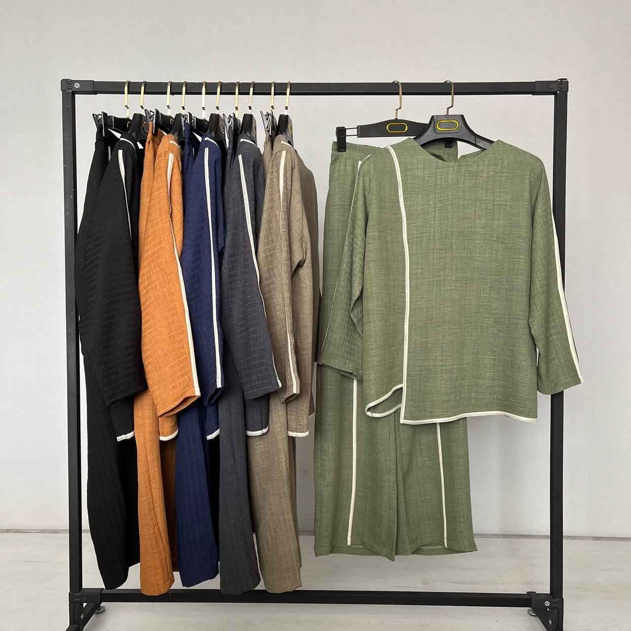 ست شومیز و شلوار بگ نواری صوفیا کد 9072