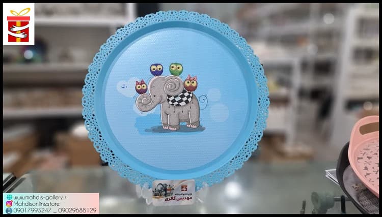 سینی گرد پلاستیکی طرح فیل