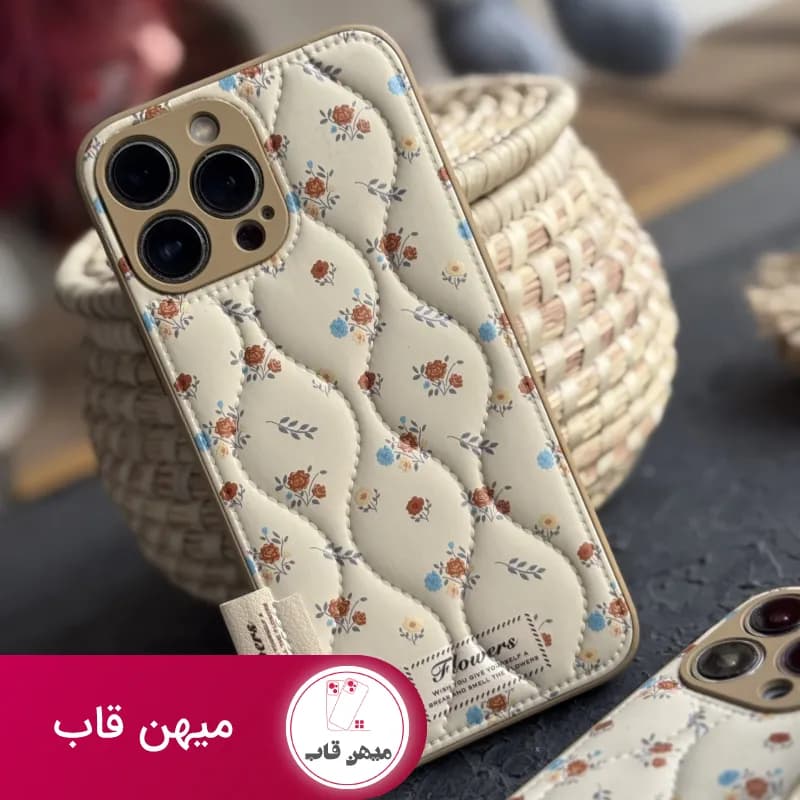 قاب موبایل آیفون گل رزالین پافری بالشتی - کد (۵۶۹۱۰)