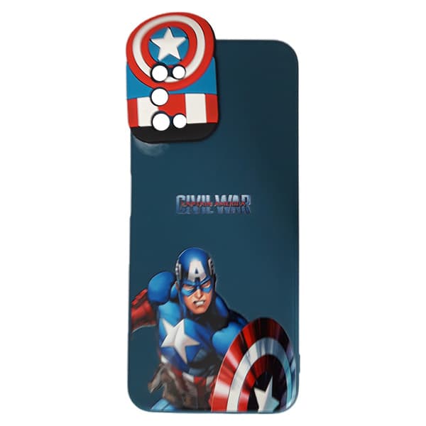 قاب گوشی سيليکون عروسکی محافظ لنز دار سامسونگ A03s طرح کاپیتان آمریکا