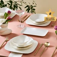 سرویس غذاخوری 53 پارچه ۱۲ نفره کاراجا سری فرش قرمز استریم بن طلایی