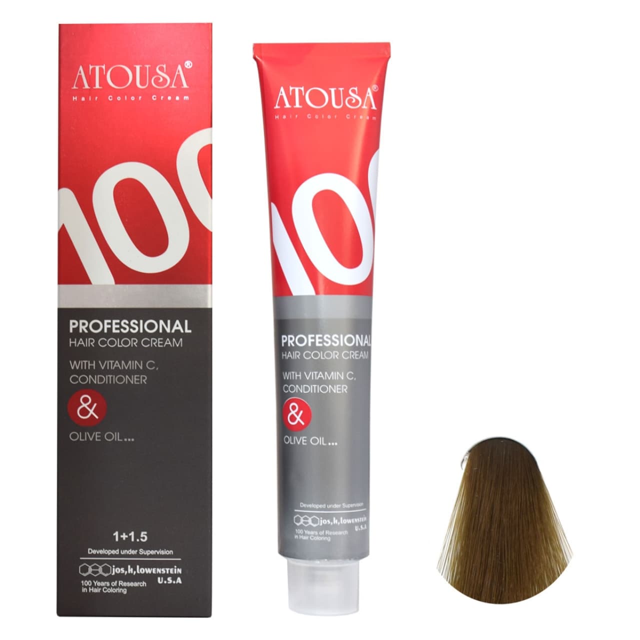 رنگ مو آتوسا شماره M4 حجم 100 میلی لیتر رنگ قهوه ای زیتونی روشن