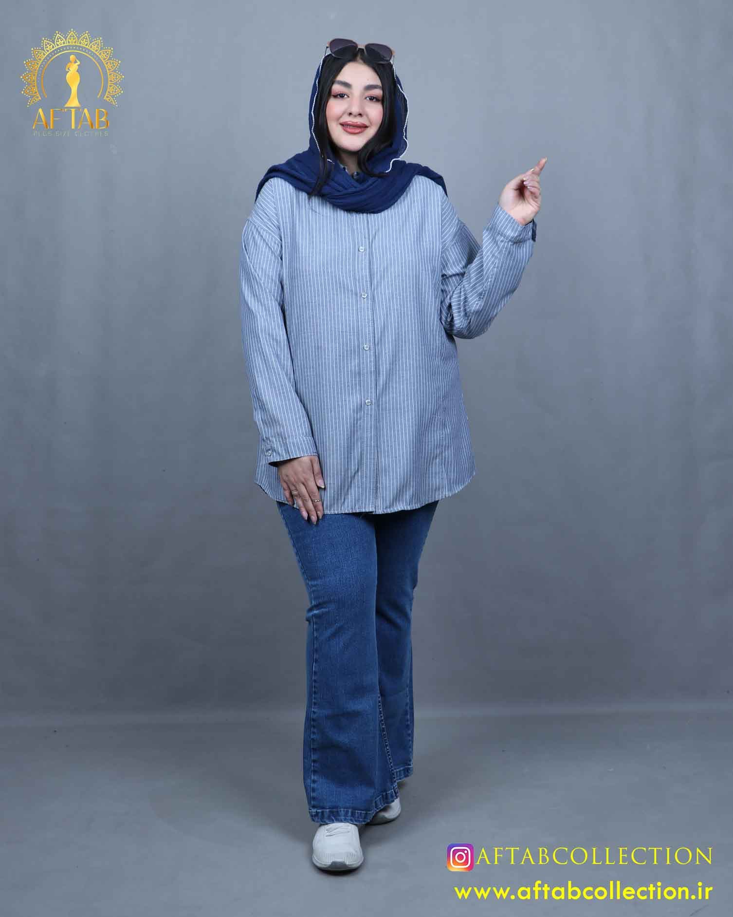 مانتو راه راه دیپلمات سایزبزرگ 5663