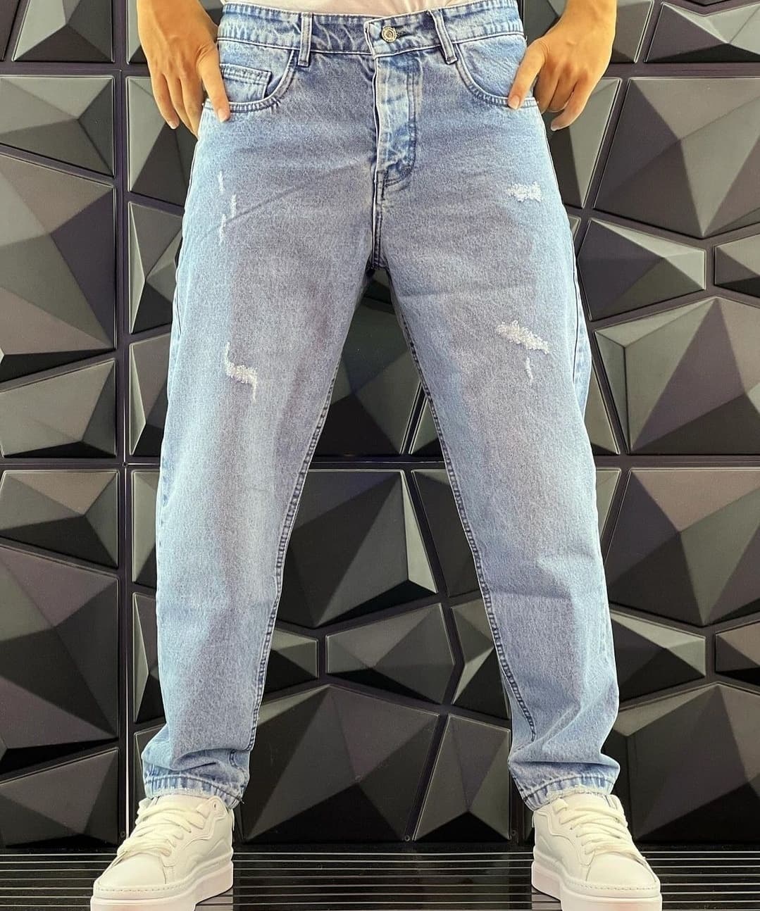 شلوار مام جین یخی زاپ دار مردانه کد۴۴