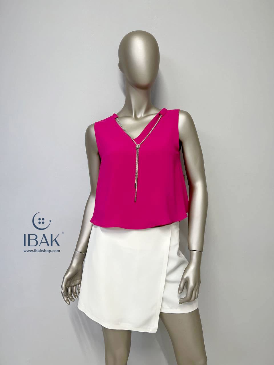 تاپ طبقه ای یقه زنجیر نگین دار ایبک