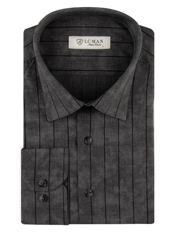 پیراهن طوسی راه راه آستین بلند ال سی من 27