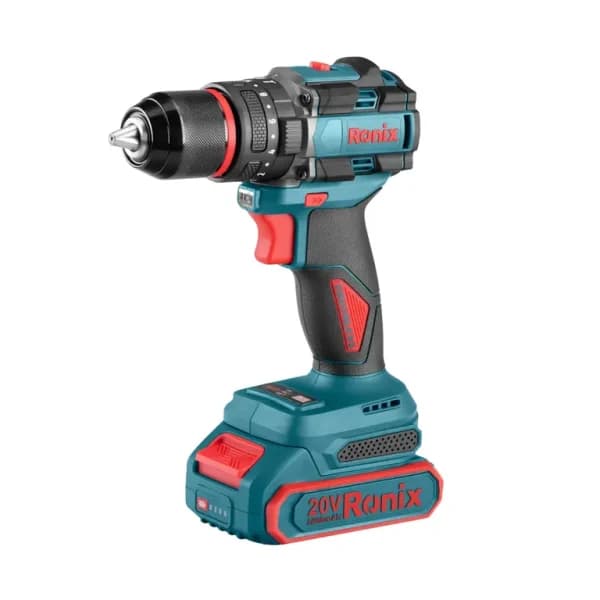 دریل شارژی براش لس ۲۰ ولت چکشی ۱۳ میلی متری ۶۰ نیوتن متر رونیکس مدل ۸۶۷۰