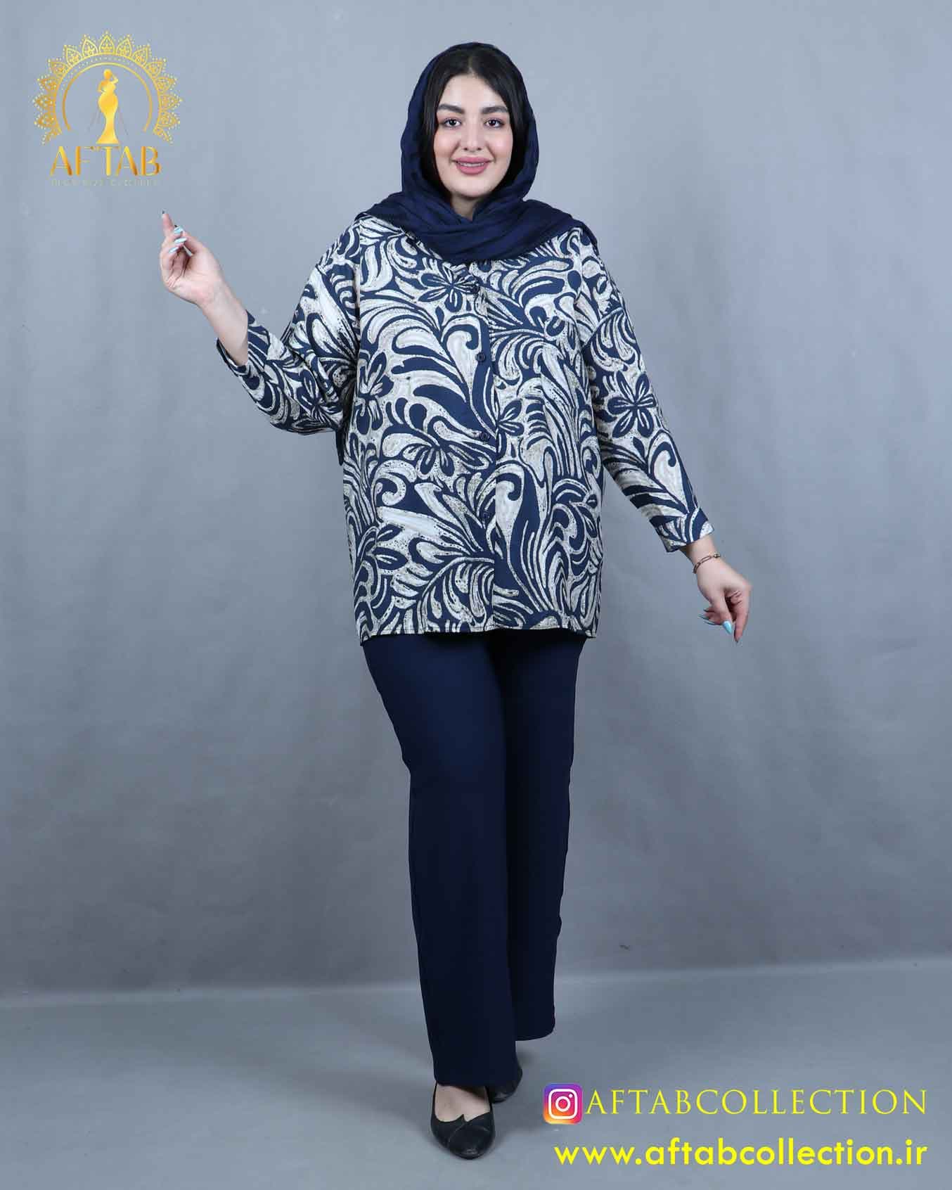 مانتو کوتاه سوفیا گل سایزبزرگ 5821