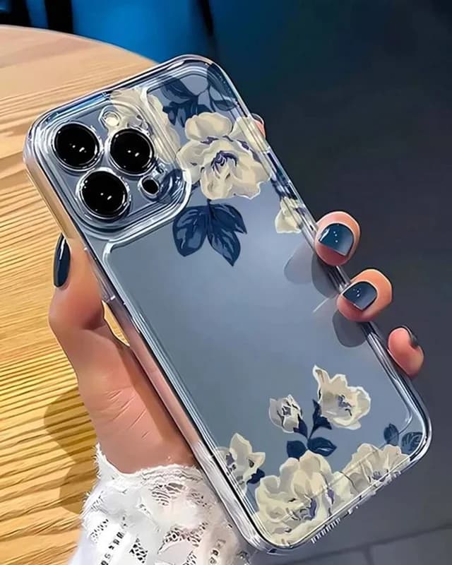 قاب گوشی آیفون شفاف گل سفید
