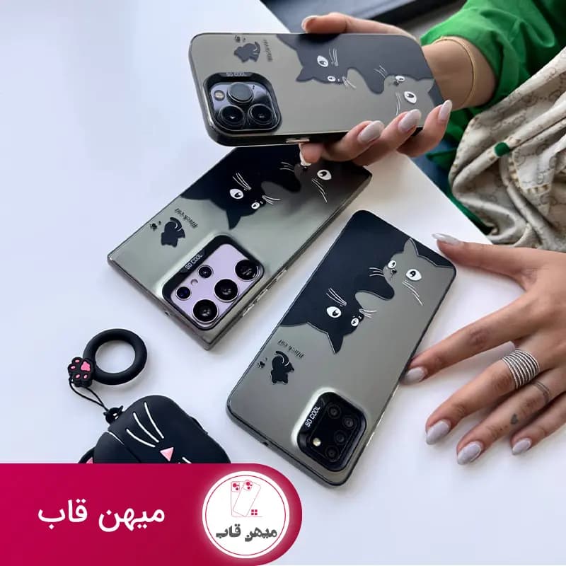 قاب گوشی سامسونگ گربه سیاه سفید - کد (۴۴۷۲۶)