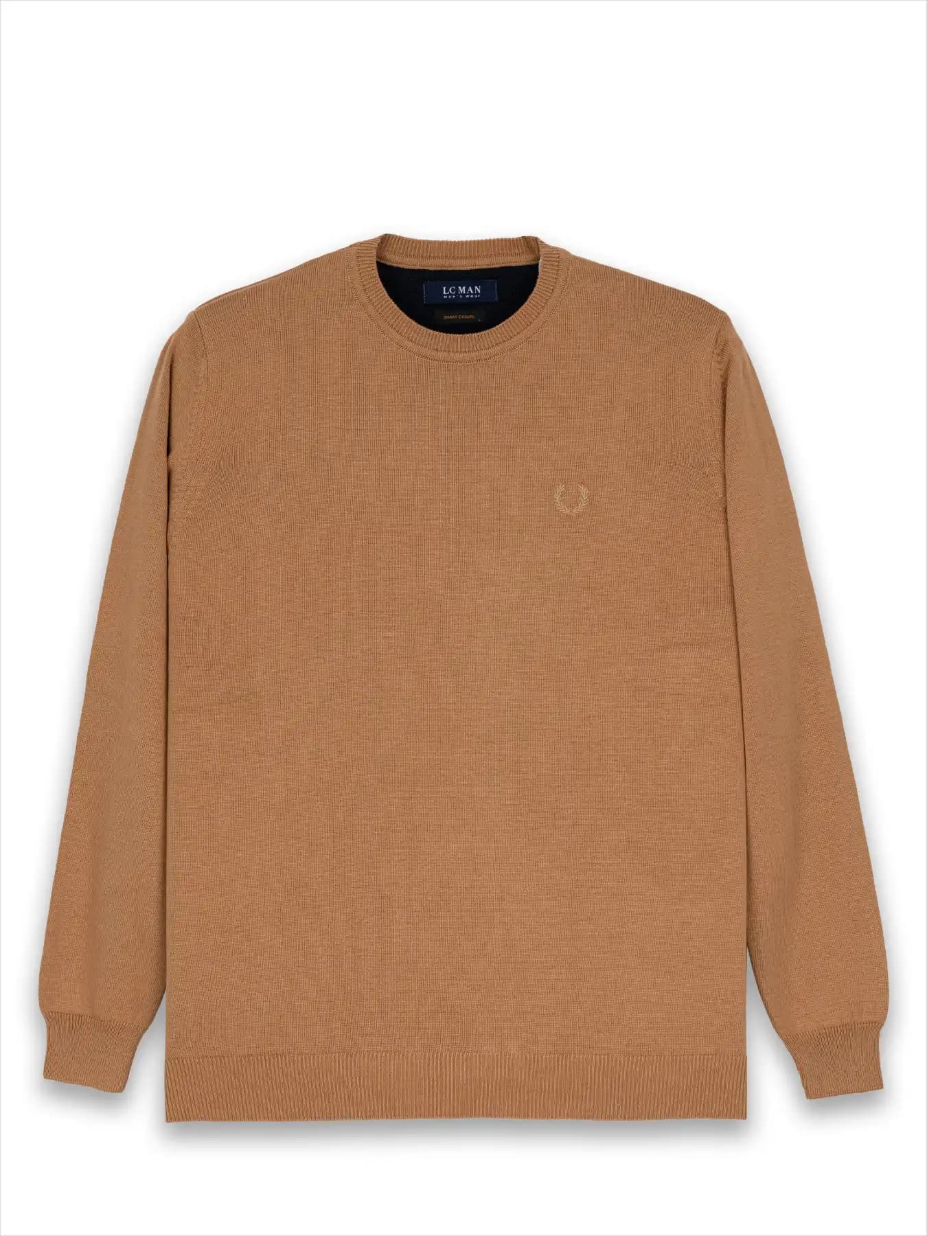 پلیور قهوه ای یقه گرد ساده