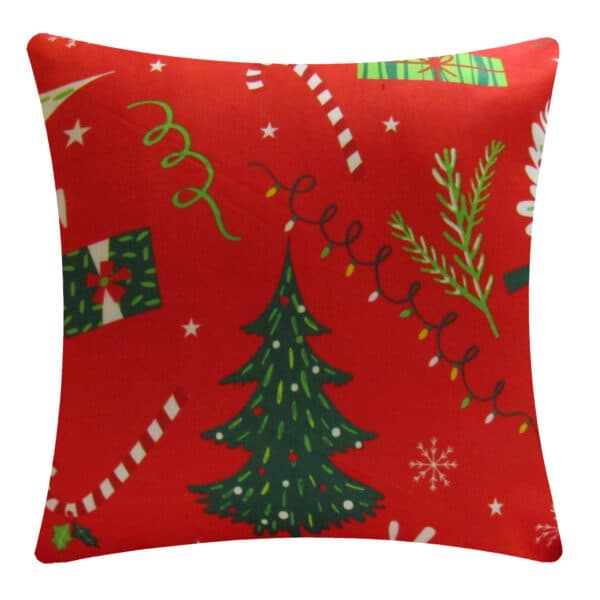 پاپریک کاور کوسن مربع 45*45 زمینه قرمز وسایل کریسمس