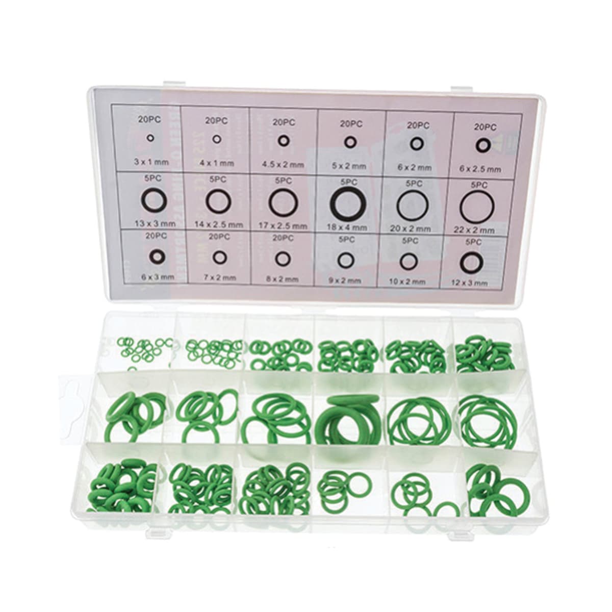 کیت 225 عددی اورینگ کمپرسور کولر خودرو 18 سایز 22-3 میلیمتر LK کد Z5306