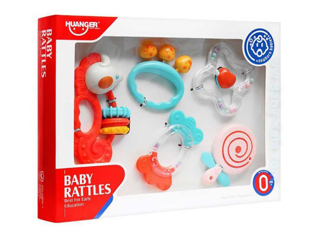 ست جغجغه و دندانگیر نوزادی 5 عددی هانگر huanger