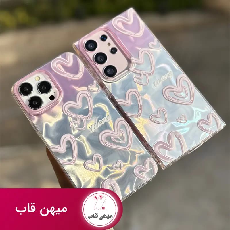 قاب گوشی آیفون قلب صدفی صورتی - کد (۴۷۳۴۷)