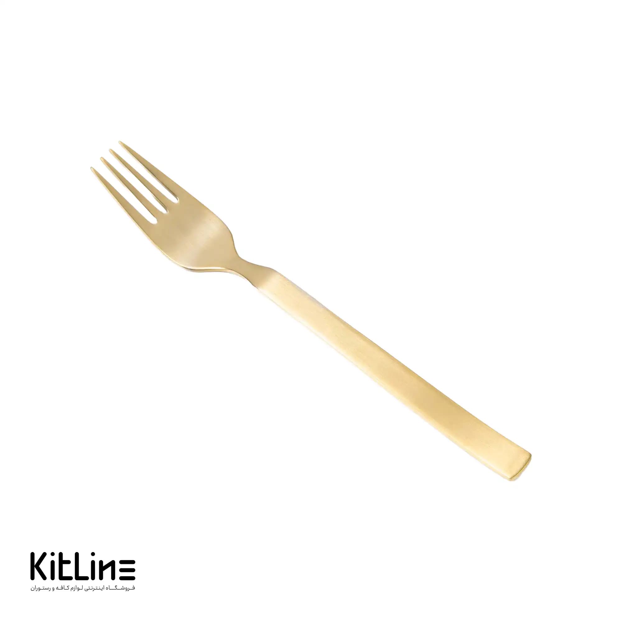 چنگال غذا خوری صنایع استیل مدل میلان تمام مات طلایی