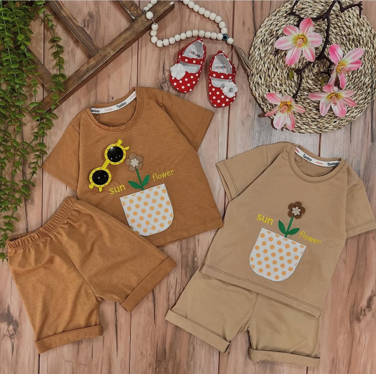 تیشرت شلوارک گل و گلدون