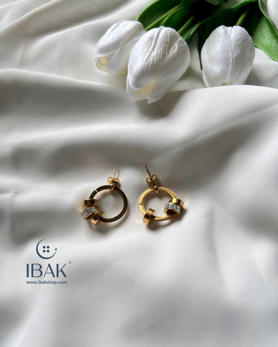 گوشواره سه گوی تک نگین